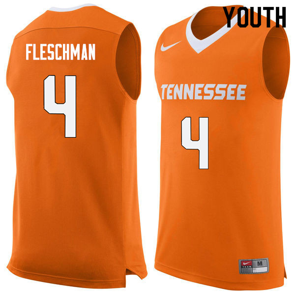 Youth #4 Jacob Fleschman Tennessee Volunteers College Basketball Jerseys Sale-Orange